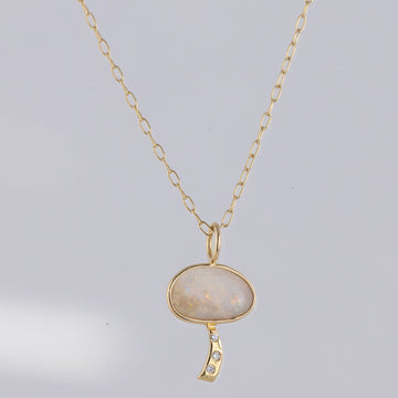 Australian Opal Mushroom Necklace - 18k Gold