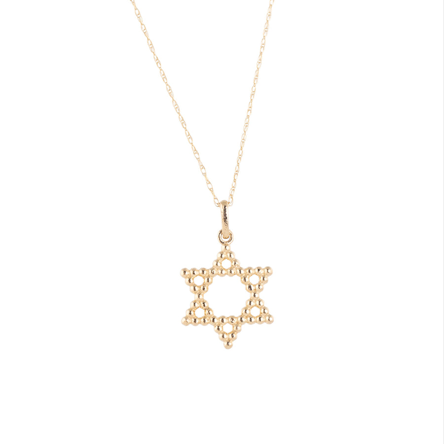 Large Beaded Star of David - 14k Gold