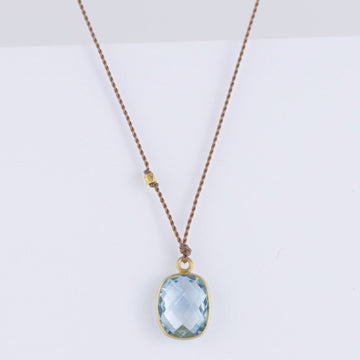 Blue Topaz Drop Necklace - 18ky Gold