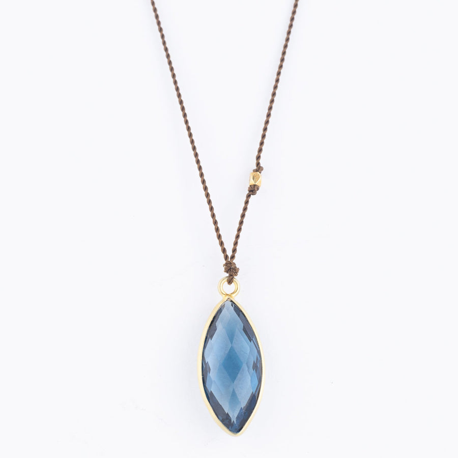 London Blue Topaz Drop Necklace - 18ky Gold