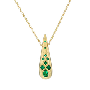 Emerald Drop Necklace - 18k Gold
