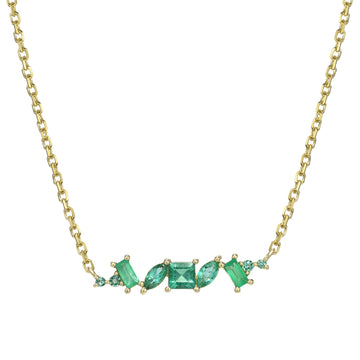 Emerald Chaos Necklace - 18k Gold + Emeralds