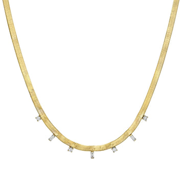 Herringbone Chaos Necklace - 14k Yellow Gold + Diamonds