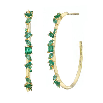 Luxe Emerald Hoops - 18k Gold