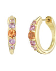 Sunset Crescent Mini Hoops - 18k Gold + Sapphires