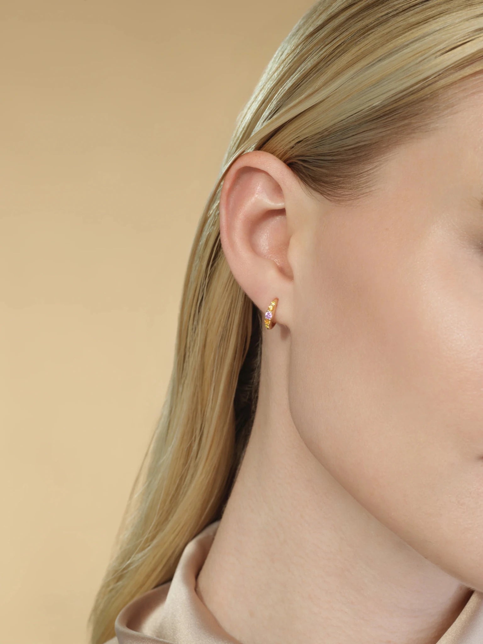 Sunset Crescent Mini Hoops - 18k Gold + Sapphires - KMJ Meredith Young Jewelry Jewelry - Earrings
