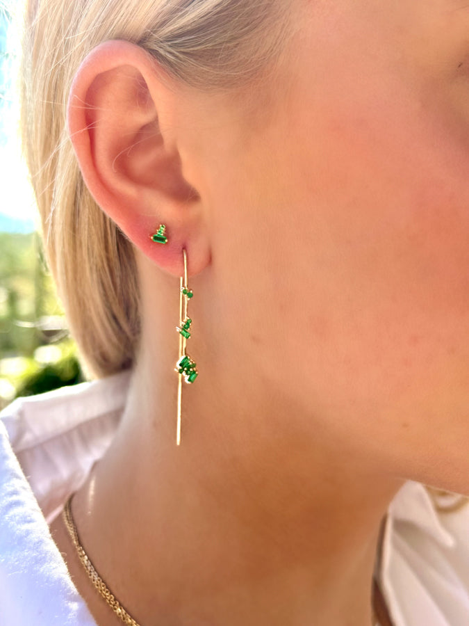 Controlled Chaos Petite Post Earrings - 18k Gold + Emeralds