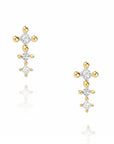 Princess Post Earrings  - 18k Gold + Diamonds