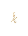 Initial Letter Charm with Diamond - 18k Yellow Gold / K