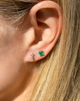 Princess Post Earrings  - 18k Gold + Diamonds