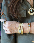 Calm Waters Cuff - Brass + Aquamarine