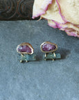 Cluster Studs - Brass, Silver, Aquamarine + Ruby