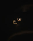 Crescent Studs - 14ky Gold-Fill, Sterling Silver + Moonstone