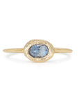 Oval Stone Ring East/West - 18k Gold + Denim Blue Sapphire