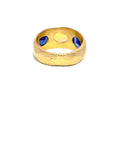 OOAK Hand Carved Tapered Ring - 18k Gold + Sapphires