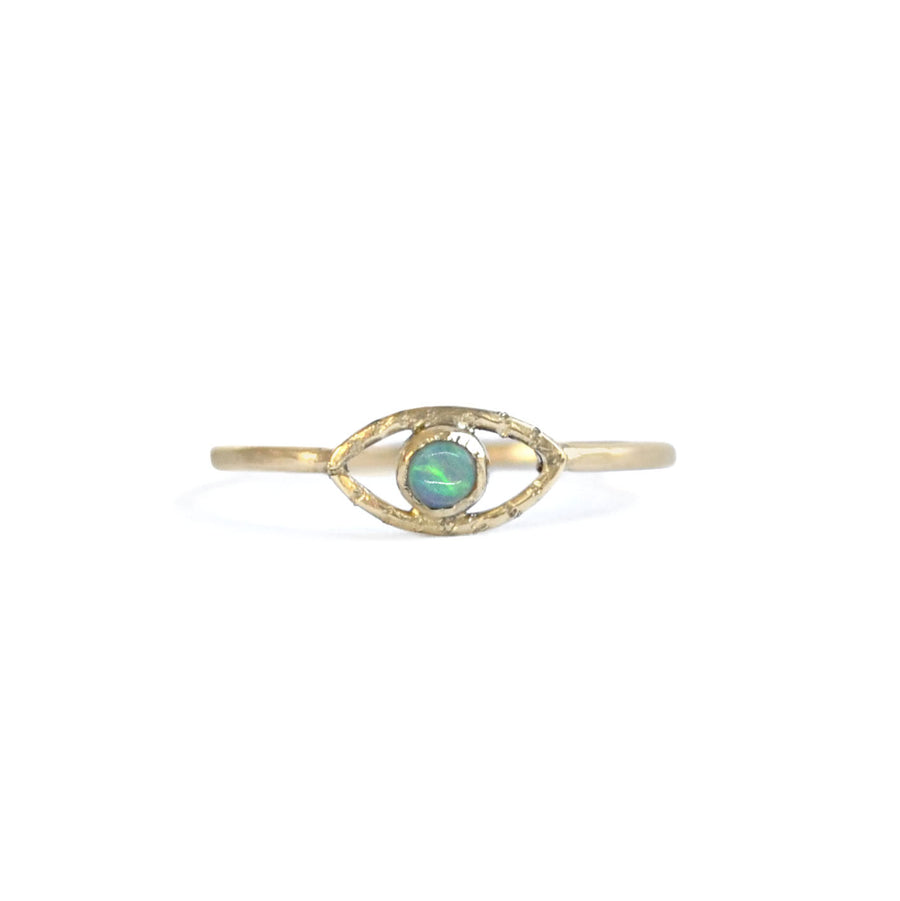 Opal Eye Amulet Ring - 14ky + Opal