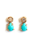 Dearest Earrings - 14k Gold, Turquoise + White Sapphire