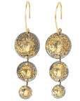 Blossom Earring Drops - 22k Gold Dust, 18k Gold + Oxidized Silver