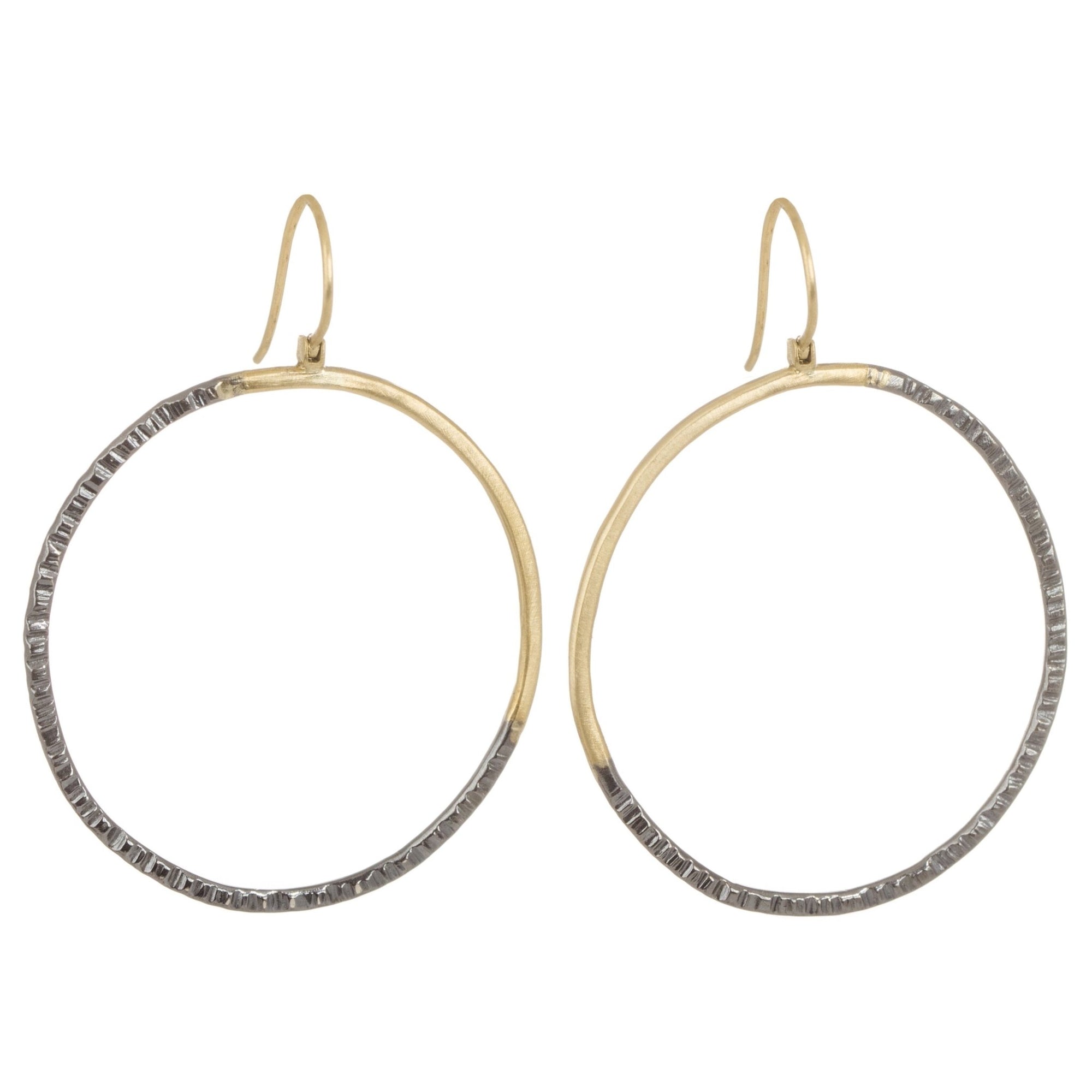 Turning Aspen Hoops 2.0 - 18ky Gold + Oxidized Silver - KMJ Kate Maller Jewelry Jewelry - Earrings