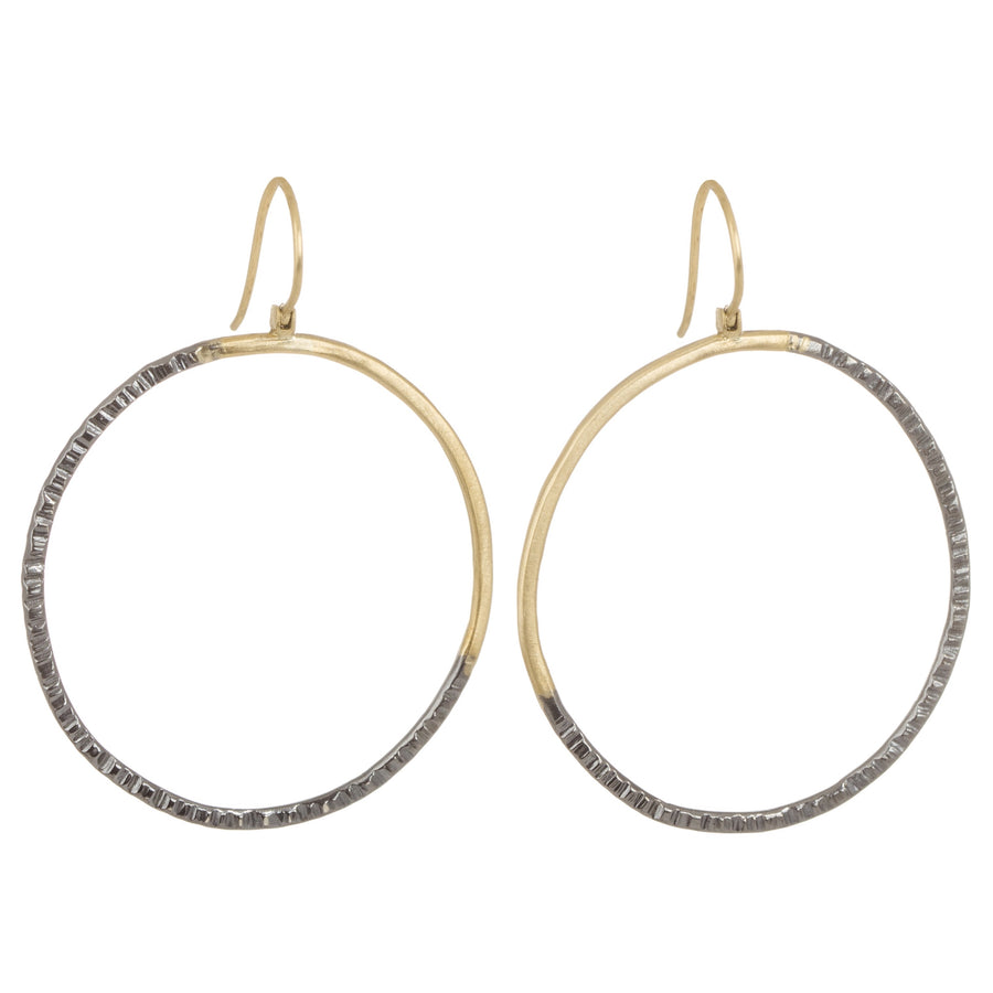 Turning Aspen Hoops 2.0 - 18ky Gold + Oxidized Silver