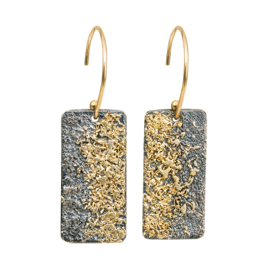 City Block Earrings - 18k Gold Fused with Oxidized Silver