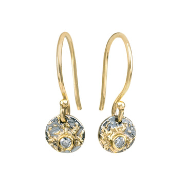 Tricia Earrings - 22k/18k Gold Fused, Oxidized Silver, Reclaimed Diamonds