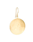 Large Hammered Disc Hook Earrings - 18k Yellow Gold