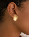 Large Hammered Disc Stud Earrings - 18k Yellow Gold