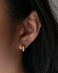Hammered Chubby Hoop Earrings - 18k Yellow Gold