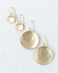 Large Hammered Disc Hook Earrings - 18k Yellow Gold
