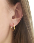 Small Hammered Open Hoop Earrings - 18k Yellow Gold