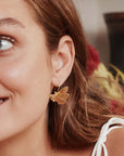 Duke of Burgundy Butterfly Cluster Hook Earrings - 22k Gold over Sterling Silver