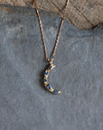 Eclipse Pendant - Brass + Blue Sapphire
