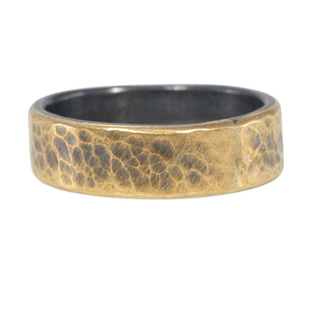 OOAK Hammered Band- 18K Gold + Oxidized Silver