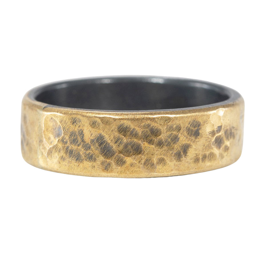 Pebble Textured Black + Gold Band
