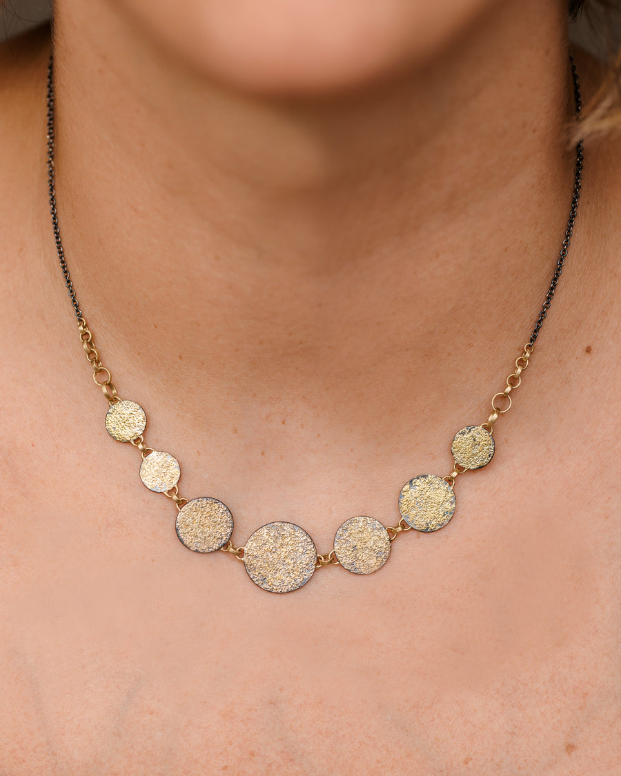 Dusted Statement Necklace - 22ky Gold, 18ky Gold + Oxidized Silver