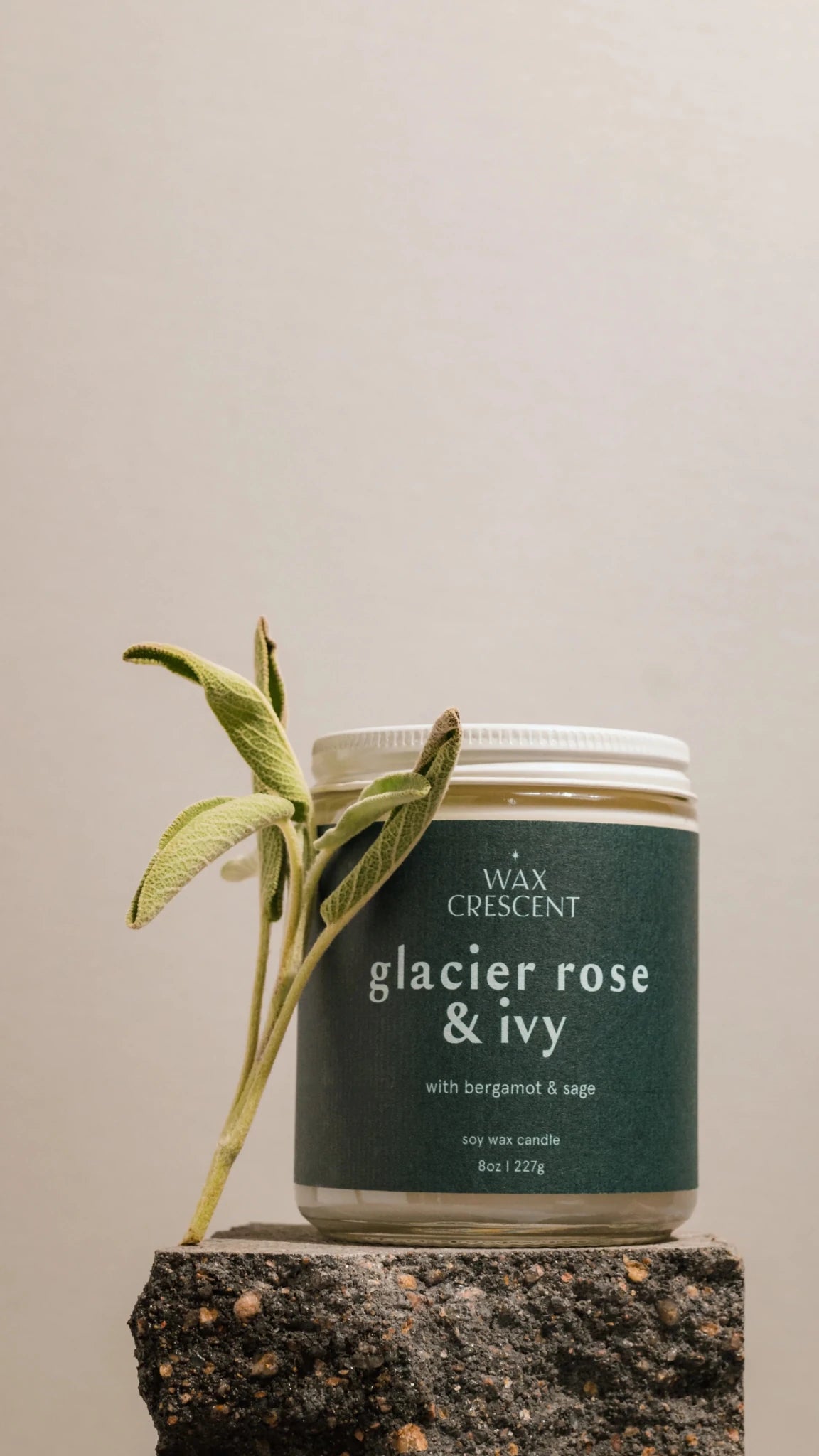 Glacier Rose + Ivy Winter Soy Wax Candle - KMJ Wax Crescent Gifts - Candle