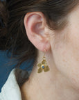 Hydrangea Earrings - Brass, Blue Sapphire + Gold fill