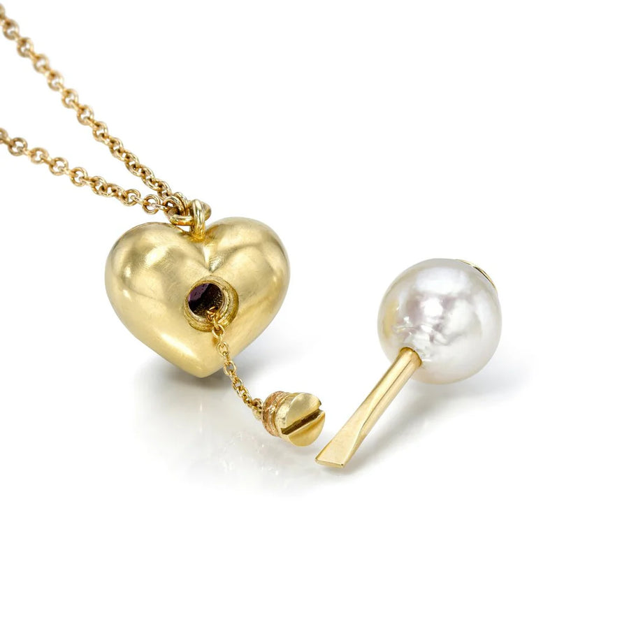 Heart Vessel Necklace - 18k Gold + Sapphire