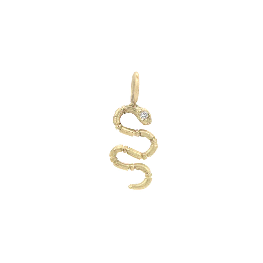 Snake Amulet Charm - 14ky + Diamond