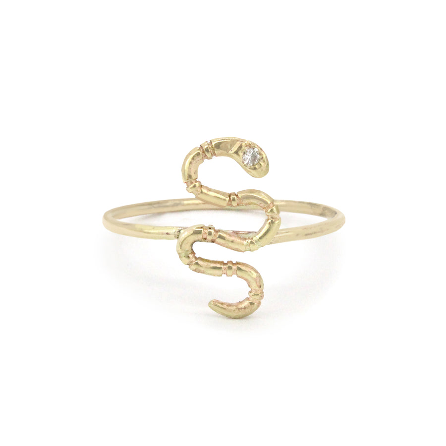 Snake Amulet Ring - 14ky + Diamond