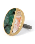 Emerald + Laguna Lace Agate Gold Inlay Ring