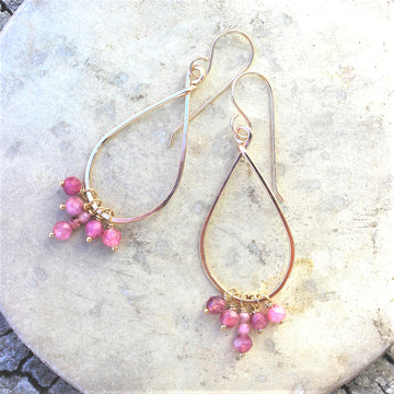 Isla Earrings - 14k Gold Fill + Pink Tourmaline
