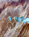 Aquamarine Guardian Hoops - Brass, Silver + Aquamarine