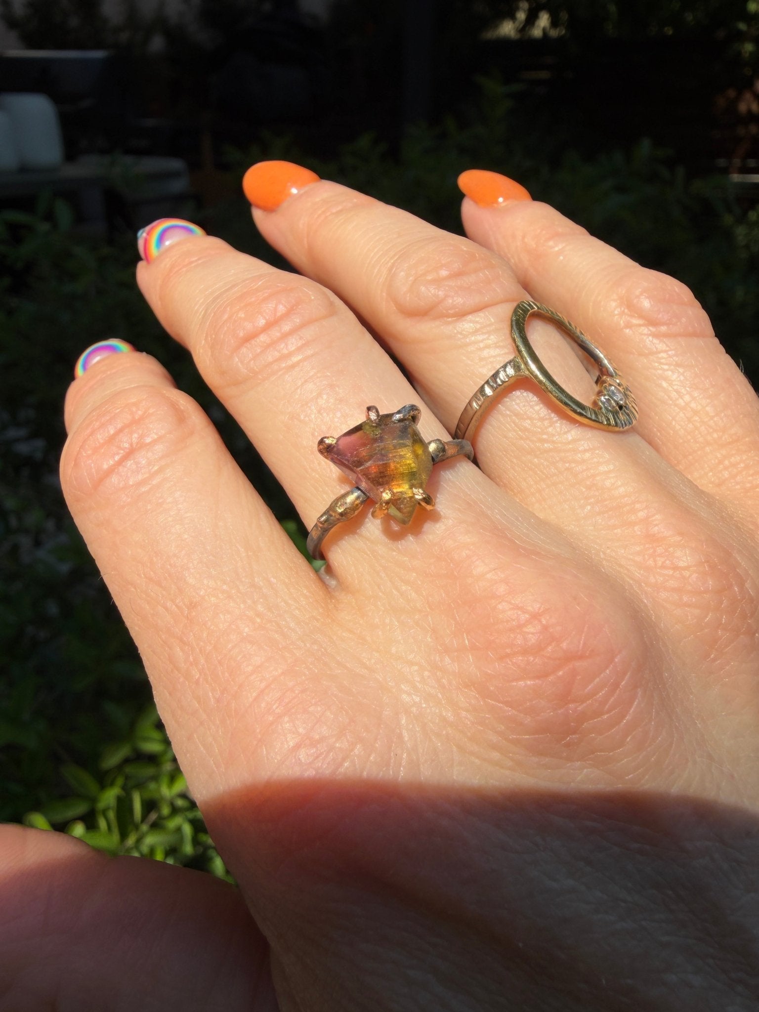 Bi-Color Tourmaline Ring - 18ky Gold, 14k Yellow, Rose + White Gold - KMJ Variance Objects Jewelry - Rings