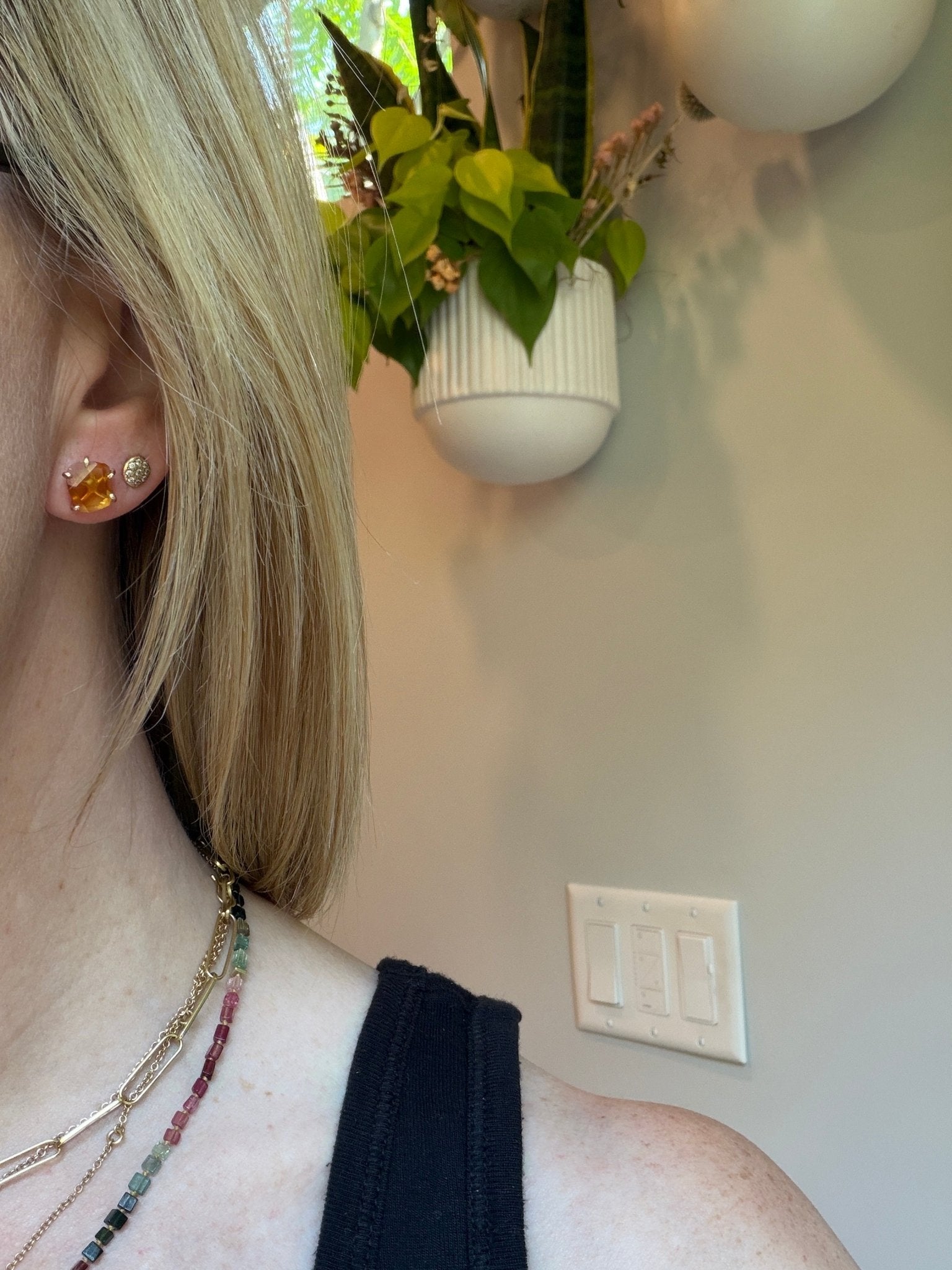Citrine Studs Large - 18ky Gold - KMJ Variance Objects Jewelry - Earrings
