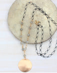 Gigi Necklace - 14k Gold-Fill, Oxidized Silver + Labradorite
