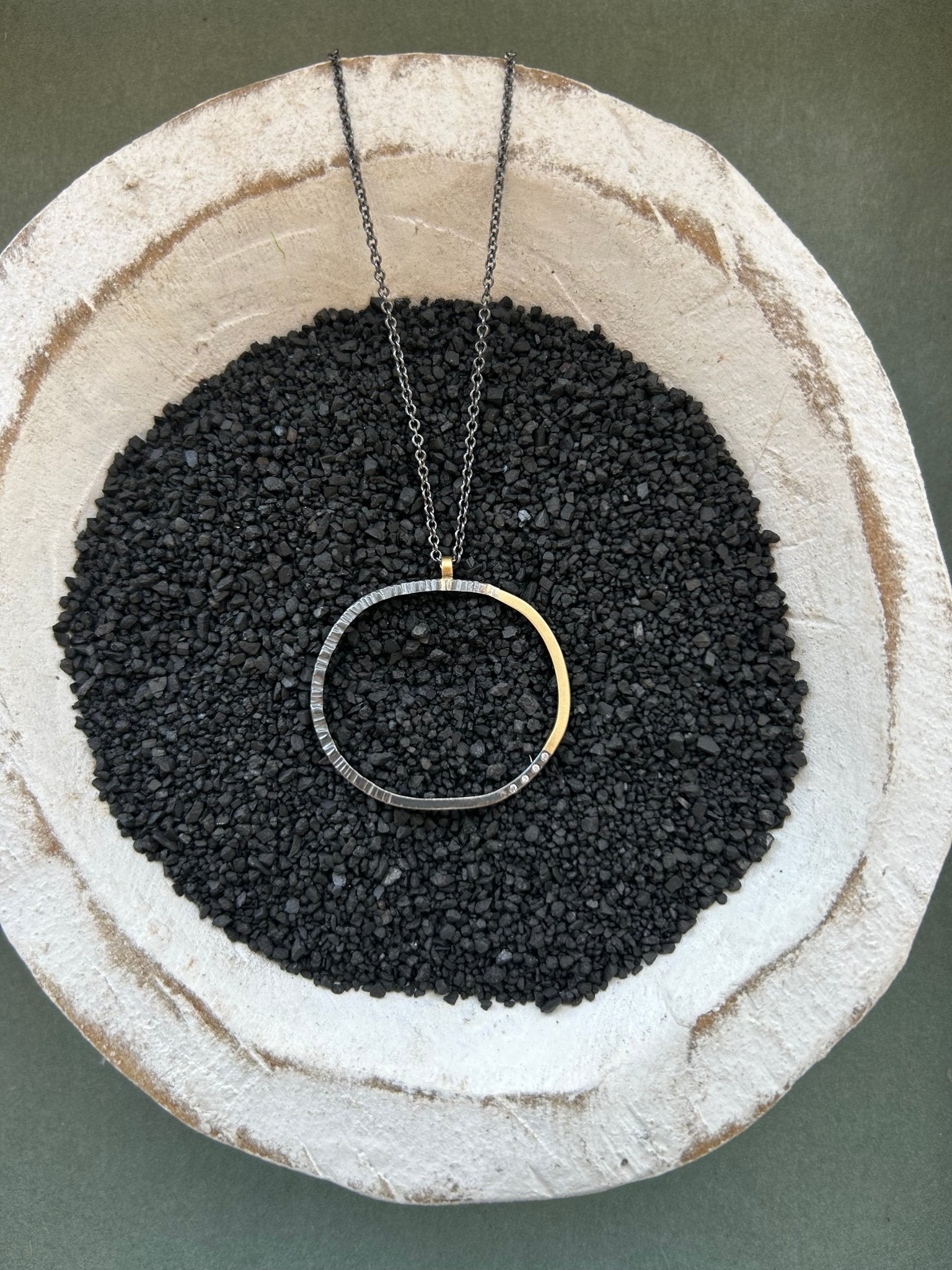 Turning Aspen Necklace - 18k gold, Oxidized Silver + Reclaimed Diamonds - KMJ Kate Maller Jewelry Jewelry - Necklaces