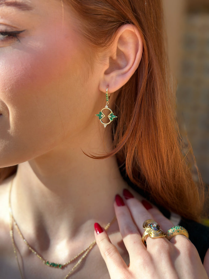 Figure Eight Earrings - 18k Gold + Emeralds
