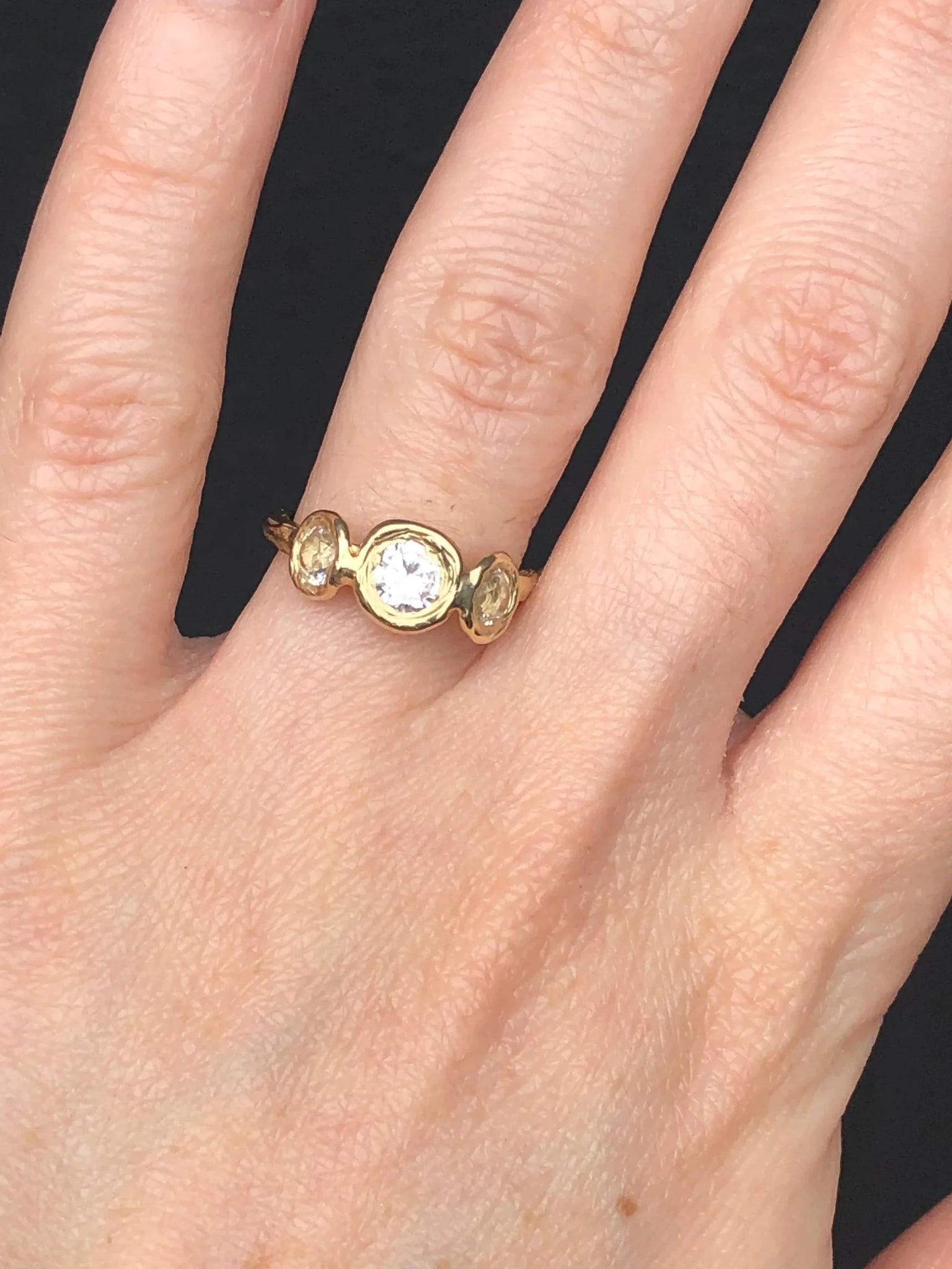Sunburst Trio Ring - 14k Gold + White Sapphires - KMJ Emilie Shapiro Fine Jewelry - Rings